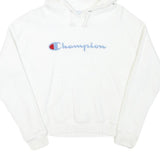 CHAMPION Mens White Hoodie S Cotton Blend Pullover Drawstring Hood