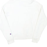 CHAMPION Mens White Hoodie S Cotton Blend Pullover Drawstring Hood