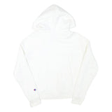 CHAMPION Mens White Hoodie S Cotton Blend Pullover Drawstring Hood