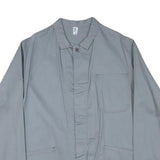 Mens Grey Cotton Blend Button Jacket L Plain Button Closure Classic Fit