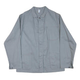 Mens Grey Cotton Blend Button Jacket L Plain Button Closure Classic Fit