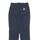 CARHARTT Mens Cotton Blend Navy Relaxed Leg Trousers W28 L30 Workwear Zip