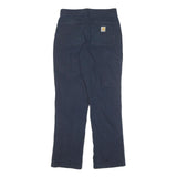 CARHARTT Mens Cotton Blend Navy Relaxed Leg Trousers W28 L30 Workwear Zip