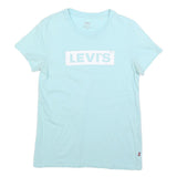 LEVI'S Womens Blue Graphic T-Shirt S Short Sleeve Crew Neck Cotton Blend