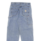 CARHARTT Mens Relaxed Blue Jeans Denim Light W33 L32 Workwear Zip Closure