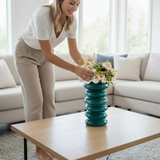 ANYDECO Flower Vase Blue Medium Nordic Plastic Spiral Pot Home Decor
