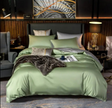Anycozy Duvet Comforter Set King Green/ Light Grey Egyptian Cotton Thick Blanket Bedspread 6 Pcs Bed Set