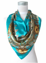 Anyyou Fashion Premium Satin Square Scarf – Blue Silk-Feel Neckwrap for Women