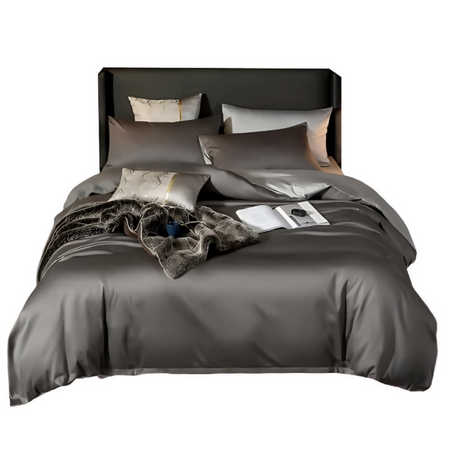 Anycozy UK King Bed Sheet Set – Deep Grey & Light Grey Ultra‑Soft Luxury Egyptian Cotton Bedding Cover, 4‑Piece Ensemble