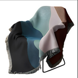 Anycozy Faux Cashmere Throw Blanket – Abstract Rainbow Wave Pattern Sofa Cover with Tassels, Soft Home Decor Accent