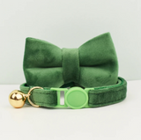 Anypet Large Dark Green Bow Cat Collar with Safety Buckle, Bell & Durable Adjustable Strap – Stylish Comfortable Pet Accessory for Cats