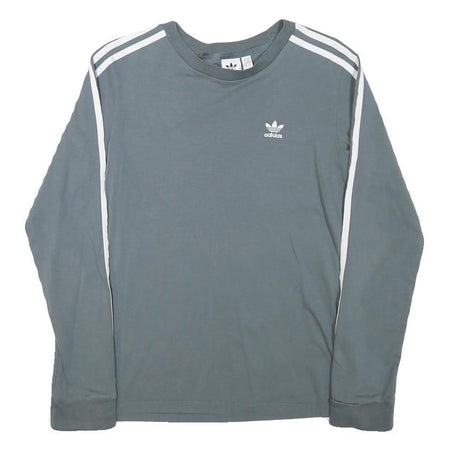 ADIDAS Womens Grey & White Long Sleeve Crew Neck T-Shirt XS Sports Casual