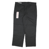 DICKIES Mens Black Relaxed Straight Cotton Blend Trousers W40 L29 Workwear Zip