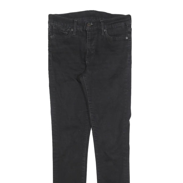 LEVI'S Womens Slim Black Denim Slim Fit Jeans W28 L30 Cotton Blend Zip