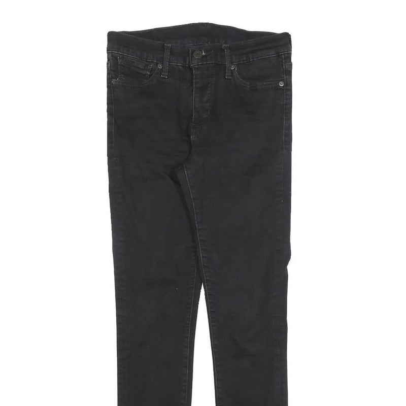 LEVI'S Womens Slim Black Denim Slim Fit Jeans W28 L30 Cotton Blend Zip