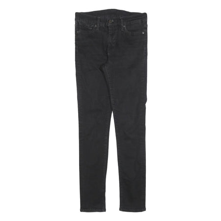 LEVI'S Womens Slim Black Denim Slim Fit Jeans W28 L30 Cotton Blend Zip