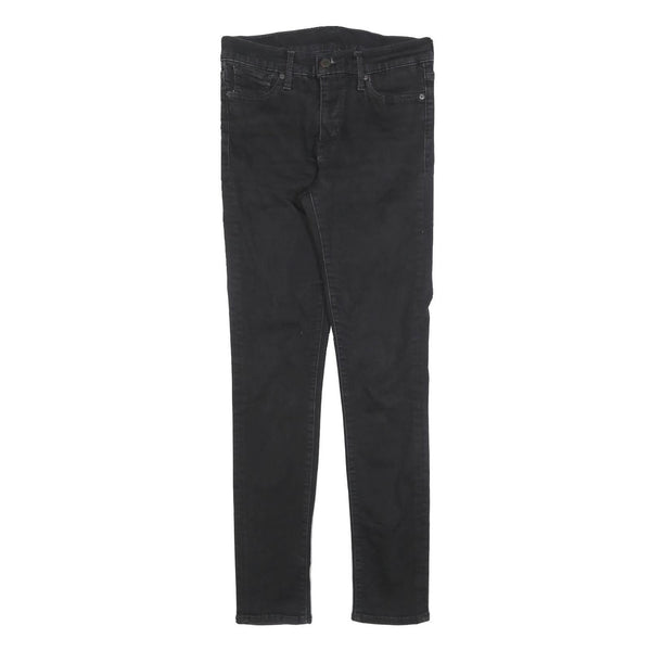 LEVI'S Womens Slim Black Denim Slim Fit Jeans W28 L30 Cotton Blend Zip