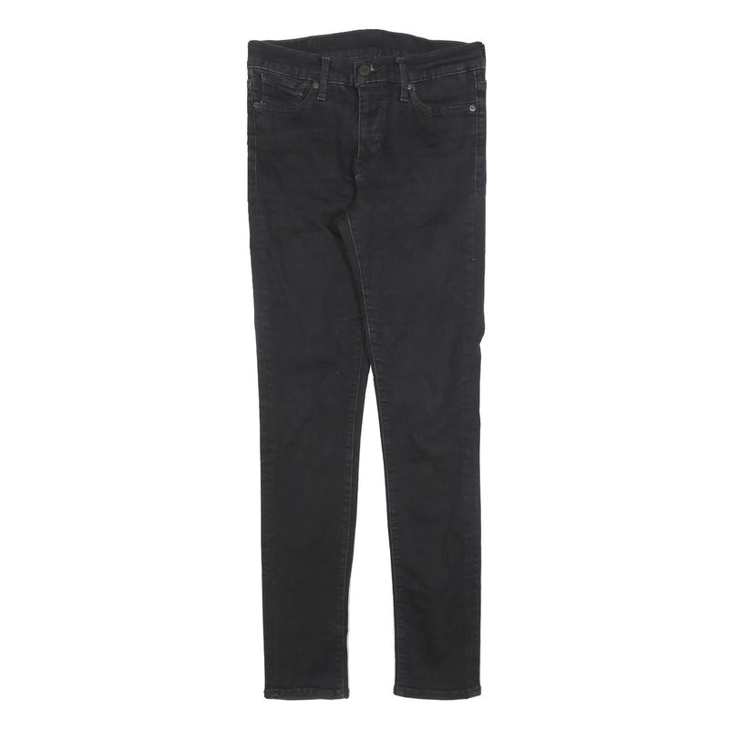 LEVI'S Womens Slim Black Denim Slim Fit Jeans W28 L30 Cotton Blend Zip