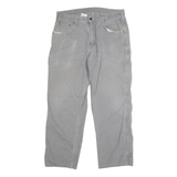 CARHARTT Mens Cotton Grey Loose Straight Trousers W35 L30 Workwear Practical Zip
