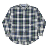 TOMMY HILFIGER Mens Blue & Green Check Shirt 2XL Classic Button-Down Long Sleeve