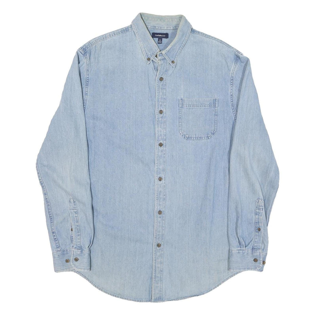 CROFT AND BARROW Mens Blue Light Denim Cotton Blend Shirt M Classic Bu – Cerqular