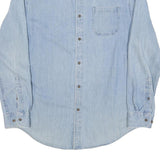 CROFT AND BARROW Mens Blue Light Denim Cotton Blend Shirt M Classic Button-Down