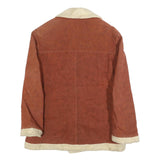 WIMAN Mens Brown & Cream Shearling Style Jacket M Polyester Blend Button Closure