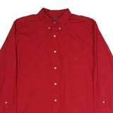 CHAPS Mens Red Plain Cotton Blend Shirt L Button Down Relaxed Fit