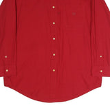 CHAPS Mens Red Plain Cotton Blend Shirt L Button Down Relaxed Fit