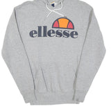 ELLESSE Womens Grey Cotton Hoodie UK 6 Pullover Casual Sweatshirt