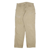 CARHARTT Mens Relaxed Beige Cotton Blend Zip Trousers W32 L31 Workwear Durable