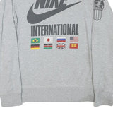 NIKE Mens Grey International Crew Neck S Cotton Blend Sweatshirt