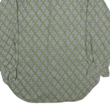 Mens Green Pattern Shirt S Cotton Relaxed Fit Long Sleeve Casual