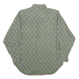 Mens Green Pattern Shirt S Cotton Relaxed Fit Long Sleeve Casual