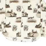 FIELD TESTED Mens Cream & Brown Deer Print Cotton Blend Shirt M Button-Down