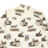 FIELD TESTED Mens Cream & Brown Deer Print Cotton Blend Shirt M Button-Down