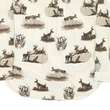 FIELD TESTED Mens Cream & Brown Deer Print Cotton Blend Shirt M Button-Down