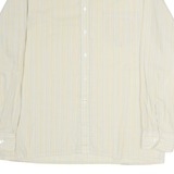 LORD GEORGE Mens Cream & Blue Striped Cotton Blend Shirt XL Classic Formal