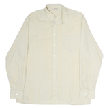 LORD GEORGE Mens Cream & Blue Striped Cotton Blend Shirt XL Classic Formal