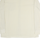 LORD GEORGE Mens Cream & Blue Striped Cotton Blend Shirt XL Classic Formal