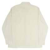 LORD GEORGE Mens Cream & Blue Striped Cotton Blend Shirt XL Classic Formal