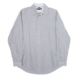 TOMMY HILFIGER Mens Blue & White Striped Shirt M Classic Cotton Button Down