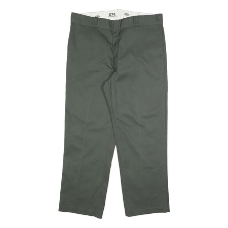 DICKIES Mens Cotton Blend Green Regular Straight Trousers W38 L30 Workwear Zip