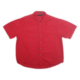 ULTRA CLUB Mens Red Cotton Short Sleeve Shirt XL Casual Button Front