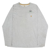 CARHARTT Mens Grey Long Sleeve Crew Neck XL Logo Cotton T-Shirt Workwear
