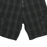 WRANGLER Mens Black Cargo Shorts Plaid XL W34 Casual Cotton Blend