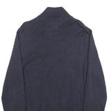 TOMMY HILFIGER Mens Navy & Red Plain Jumper Zip Crew Neck Cotton M