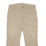 CARHARTT Mens Jeans Beige Relaxed Straight Denim W40 L30 Workwear Zip Closure