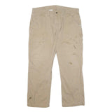 CARHARTT Mens Jeans Beige Relaxed Straight Denim W40 L30 Workwear Zip Closure