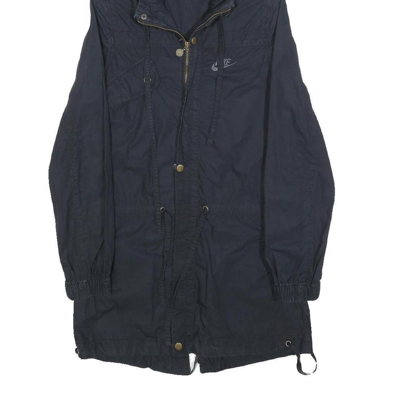 NIKE Womens Navy Blue Jacket XS Cotton Blend Zip Hooded Plain Lightweight